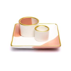 Keramische smudge palo santo brander roze wit goud12x12x5cm